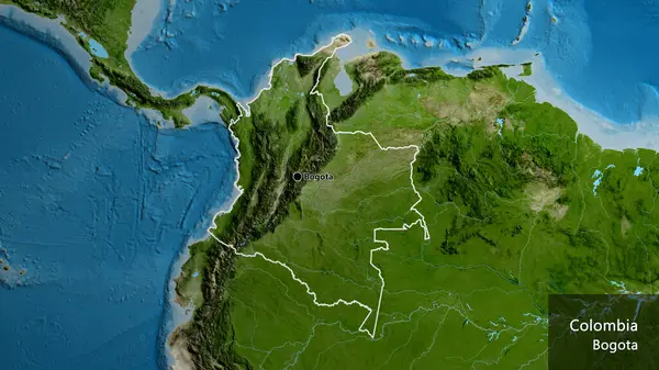 Detailní Záběr Kolumbijské Hraniční Oblasti Satelitní Mapě Fakt Obrys Kolem — Stock fotografie