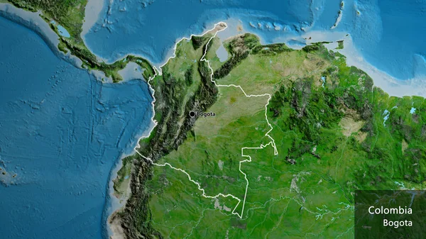 Detailní Záběr Kolumbijské Hraniční Oblasti Satelitní Mapě Fakt Obrys Kolem — Stock fotografie