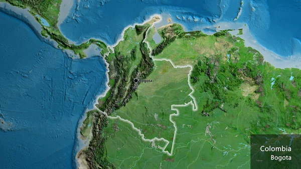 Detailní Záběr Kolumbijské Hraniční Oblasti Satelitní Mapě Fakt Záře Kolem — Stock fotografie