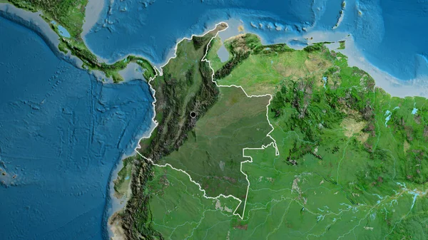 Közelkép Kolumbiai Határ Menti Területről Amely Egy Műholdas Térképen Sötét — Stock Fotó
