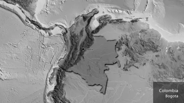 Крупный План Приграничной Зоны Колумбии Выделяющийся Тёмным Наложением Карту Сером — стоковое фото