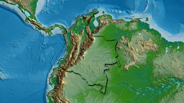 Nahaufnahme Des Kolumbianischen Grenzgebiets Auf Einer Physischen Karte Kapitalpunkt Abgeschrägte — Stockfoto