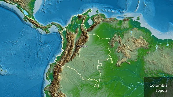 Close Van Het Grensgebied Van Colombia Een Fysieke Kaart Hoofdpunt — Stockfoto