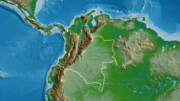 物理的な地図上のコロンビア国境地域の閉鎖 資本ポイント 全国の概要 — ストック写真