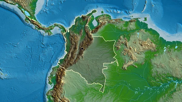 Detailní Záběr Kolumbijské Hraniční Oblasti Zvýrazňující Tmavou Vrstvu Fyzické Mapě — Stock fotografie