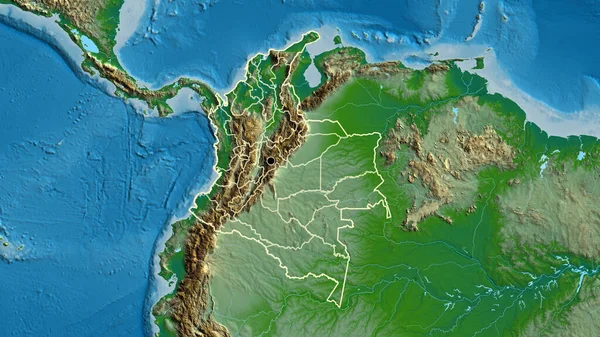 Kolombiya Sınırına Bölgesel Sınırlarına Fiziksel Bir Harita Üzerinde Yakın Plan — Stok fotoğraf