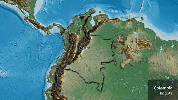 Detailní Záběr Kolumbijské Hraniční Oblasti Reliéfní Mapě Fakt Zkosené Hrany — Stock fotografie