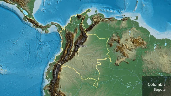 Detailní Záběr Kolumbijské Hraniční Oblasti Reliéfní Mapě Fakt Obrys Kolem — Stock fotografie