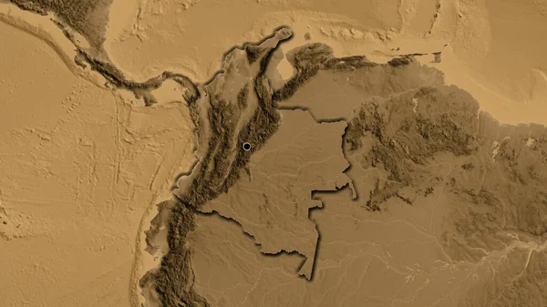 Detailní Záběr Kolumbijské Hraniční Oblasti Mapě Nadmořské Výšky Fakt Zkosené — Stock fotografie