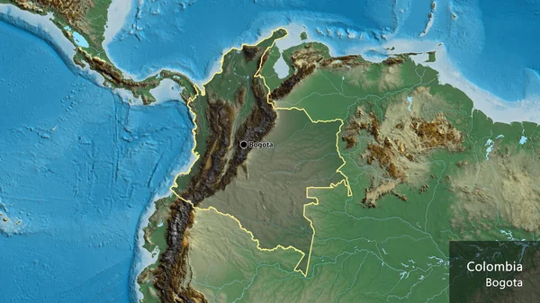 Close Área Fronteiriça Colômbia Destacando Com Uma Cobertura Escura Mapa — Fotografia de Stock