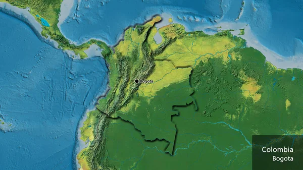 Detailní Záběr Kolumbijské Hraniční Oblasti Topografické Mapě Fakt Zkosené Hrany — Stock fotografie