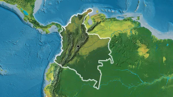 Detailní Záběr Kolumbijské Hraniční Oblasti Zvýrazňující Tmavou Vrstvu Topografické Mapě — Stock fotografie