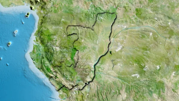 Närbild Republiken Kongos Gränsområde Satellitkarta Huvudpunkt Skalade Kanter Lantformen — Stockfoto
