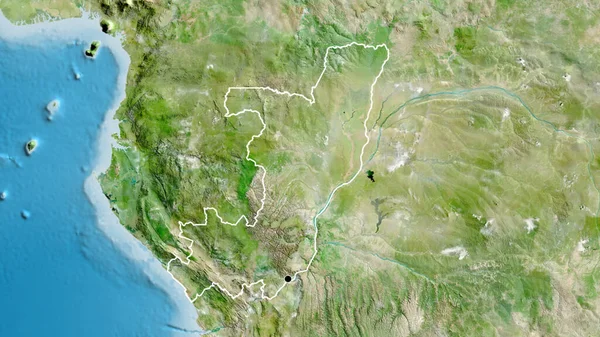 Närbild Republiken Kongos Gränsområde Satellitkarta Huvudpunkt Skissera Runt Landet Form — Stockfoto