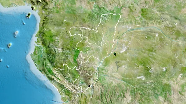 Kongói Köztársaság Határterületének Regionális Határainak Közelsége Műholdas Térképen Remek Pont — Stock Fotó