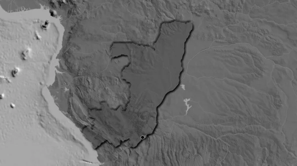 Close Republic Congo Border Area Highlighting Dark Overlay Bilevel Map — Stock Photo, Image