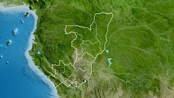 Крупный План Приграничной Зоны Республики Конго Региональных Границ Спутниковой Карте — стоковое фото