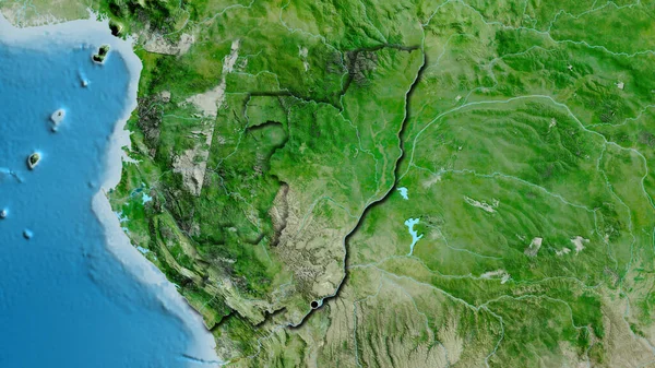 Крупный План Приграничной Зоны Республики Конго Спутниковой Карте Отличный Момент — стоковое фото