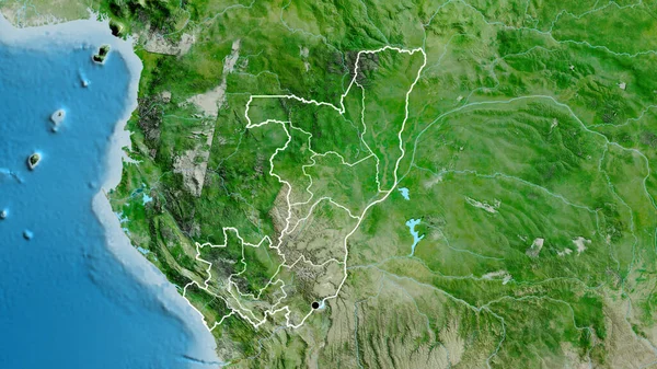 Крупный План Приграничной Зоны Республики Конго Региональных Границ Спутниковой Карте — стоковое фото