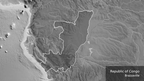 Kongo Cumhuriyeti Sınır Bölgesinin Gri Tonlu Bir Haritada Koyu Bir — Stok fotoğraf