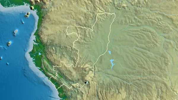 Närbild Kongos Gränsområde Fysisk Karta Huvudpunkt Skissera Runt Landet Form — Stockfoto