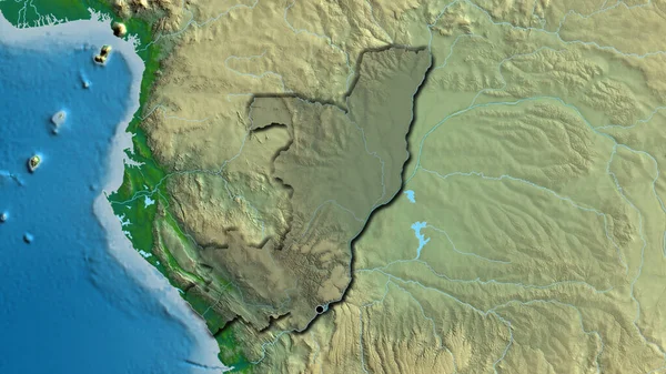 Крупним Планом Прикордонна Зона Республіки Конго Темним Накладанням Фізичну Карту — стокове фото