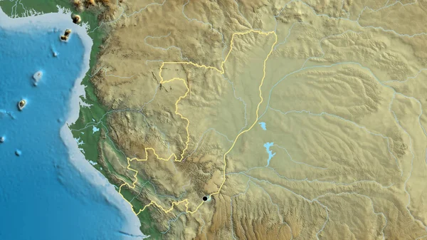 Close Zona Fronteiriça República Congo Num Mapa Socorro Ponto Capital — Fotografia de Stock