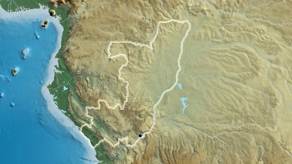 Närbild Republiken Kongos Gränsområde Katastrofkarta Huvudpunkt Glow Runt Landet Form — Stockfoto