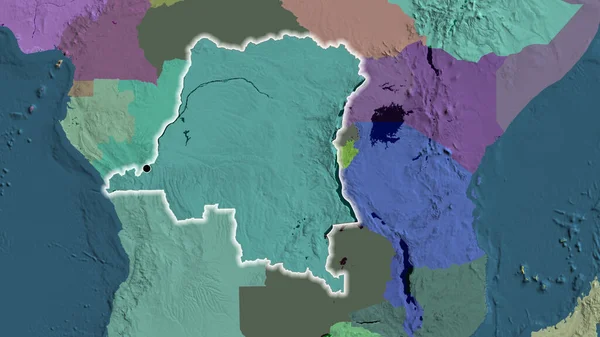 Plano Perto Zona Fronteira República Democrática Congo Num Mapa Administrativo — Fotografia de Stock