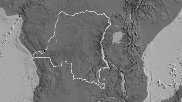 Close Democratic Republic Congo Border Area Bilevel Map Capital Point — Stock Photo, Image