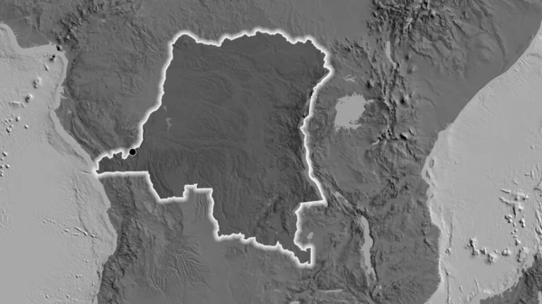 Close Democratic Republic Congo Border Area Highlighting Dark Overlay Bilevel — Stock Photo, Image