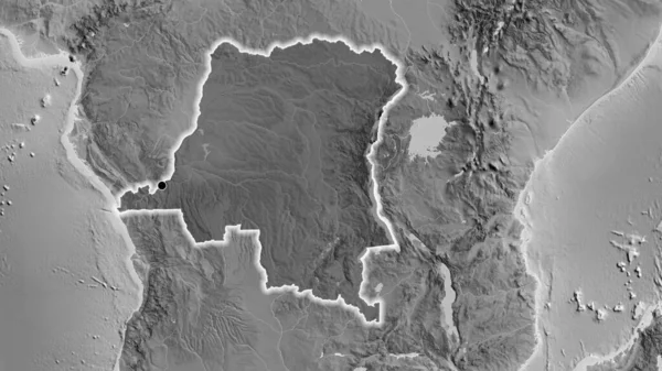 Close Democratic Republic Congo Border Area Highlighting Dark Overlay Grayscale — Stock Photo, Image