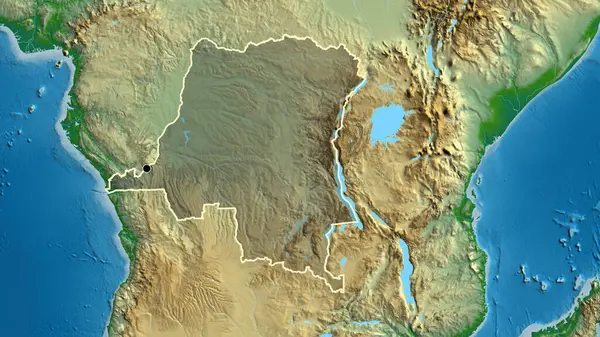 Demokratik Kongo Cumhuriyeti Sınırına Yakın Plan Fiziksel Bir Haritada Koyu — Stok fotoğraf
