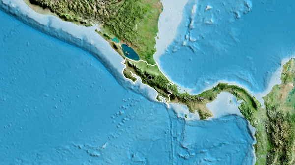 Close Área Fronteira Costa Rica Mapa Satélite Ponto Capital Esboço — Fotografia de Stock