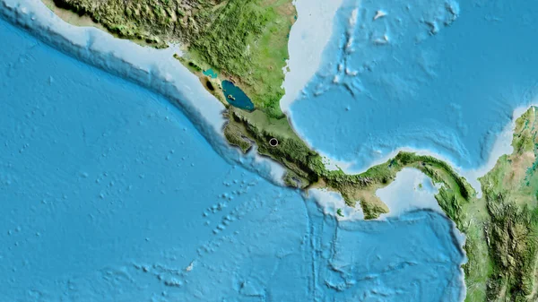 Kosta Rika Sınır Bölgesinin Yakın Çekimleri Uydu Haritasında Koyu Bir — Stok fotoğraf