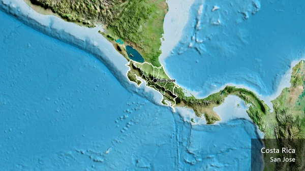Primer Plano Zona Fronteriza Costa Rica Sus Fronteras Regionales Mapa —  Fotos de Stock