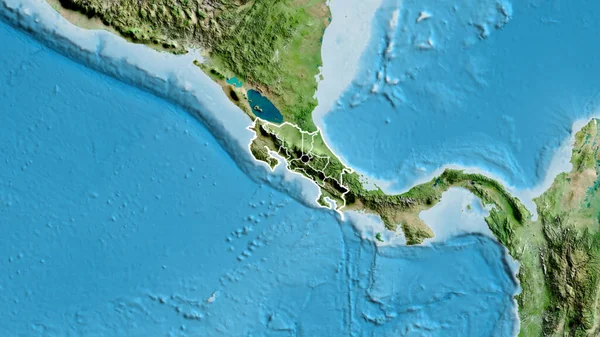 Крупный План Приграничной Зоны Коста Рики Региональных Границ Спутниковой Карте — стоковое фото