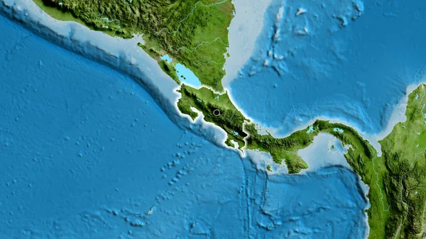 Nahaufnahme Des Grenzgebiets Von Costa Rica Auf Einer Satellitenkarte Kapitalpunkt — Stockfoto
