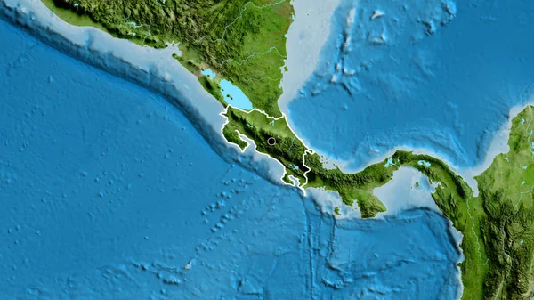 Detailní Záběr Pohraniční Oblasti Kostariky Satelitní Mapě Fakt Obrys Kolem — Stock fotografie