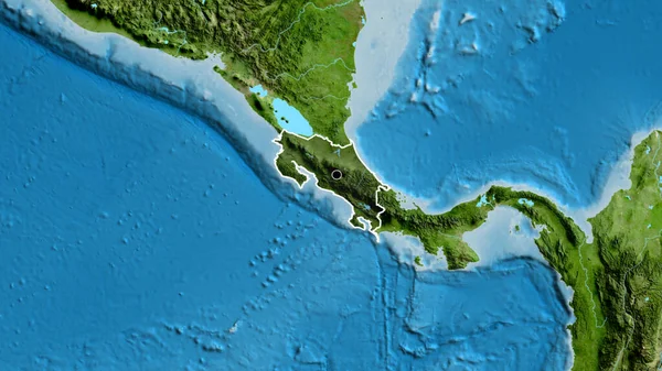 Крупный План Приграничной Зоны Коста Рики Темным Наложением Спутниковую Карту — стоковое фото