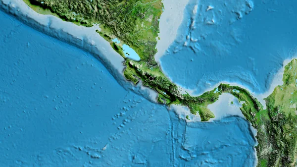 Close Costa Rica Border Area Satellite Map Capital Point Bevelled — Stock Photo, Image