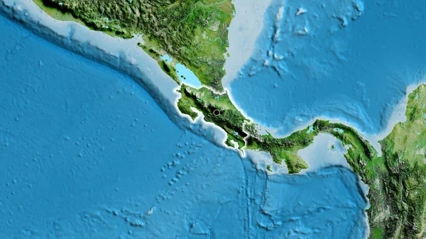 Zbliżenie Strefy Przygranicznej Kostaryki Zdjęciu Satelitarnym Yahoo Główny Punkt Blask — Zdjęcie stockowe