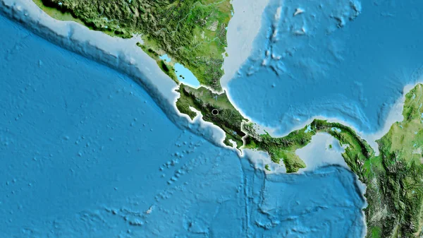 Kosta Rika Sınır Bölgesinin Yakın Çekimleri Uydu Haritasında Koyu Bir — Stok fotoğraf