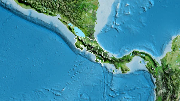 Zbliżenie Strefy Przygranicznej Kostaryki Jej Granic Regionalnych Zdjęciu Satelitarnym Yahoo — Zdjęcie stockowe