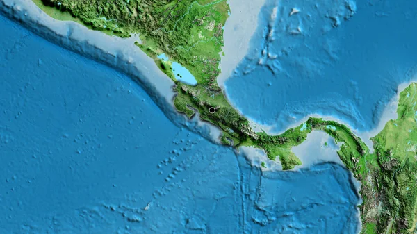 Крупним Планом Прикордонна Зона Коста Рики Темним Накладанням Супутникову Карту — стокове фото