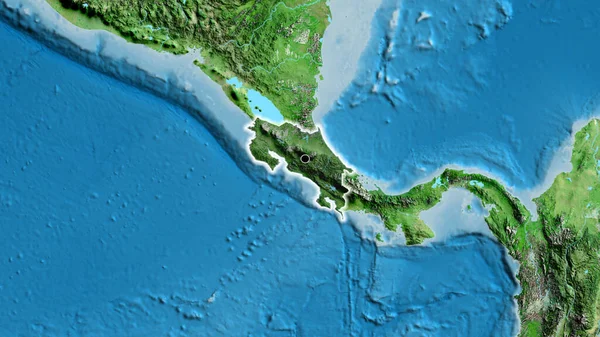 Крупним Планом Прикордонна Зона Коста Рики Темним Накладанням Супутникову Карту — стокове фото