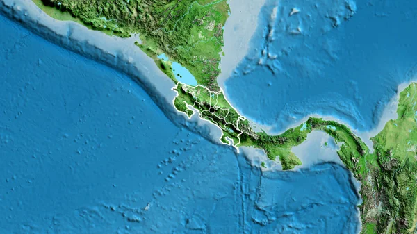 Kosta Rika Sınırına Bölgesel Sınırlarına Bir Uydu Haritasında Yakın Plan — Stok fotoğraf