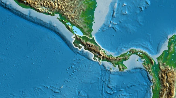 Крупный План Приграничной Зоны Коста Рики Темным Наложением Физическую Карту — стоковое фото