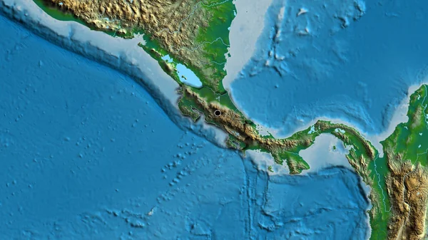 Kosta Rika Sınır Bölgesinin Yakın Çekimleri Fiziksel Bir Harita Üzerinde — Stok fotoğraf