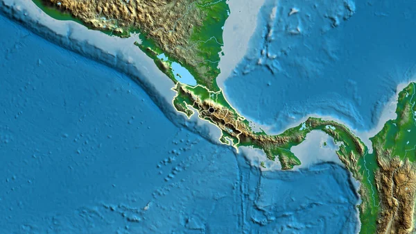 Close Área Fronteira Costa Rica Suas Fronteiras Regionais Mapa Físico — Fotografia de Stock